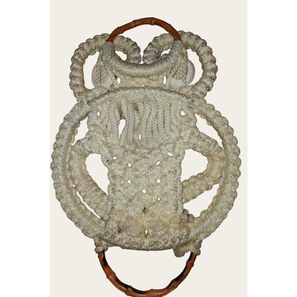 Vintage Macramé Frog Wall Hanging With Ceramic Eyes - Picture 8 of 10